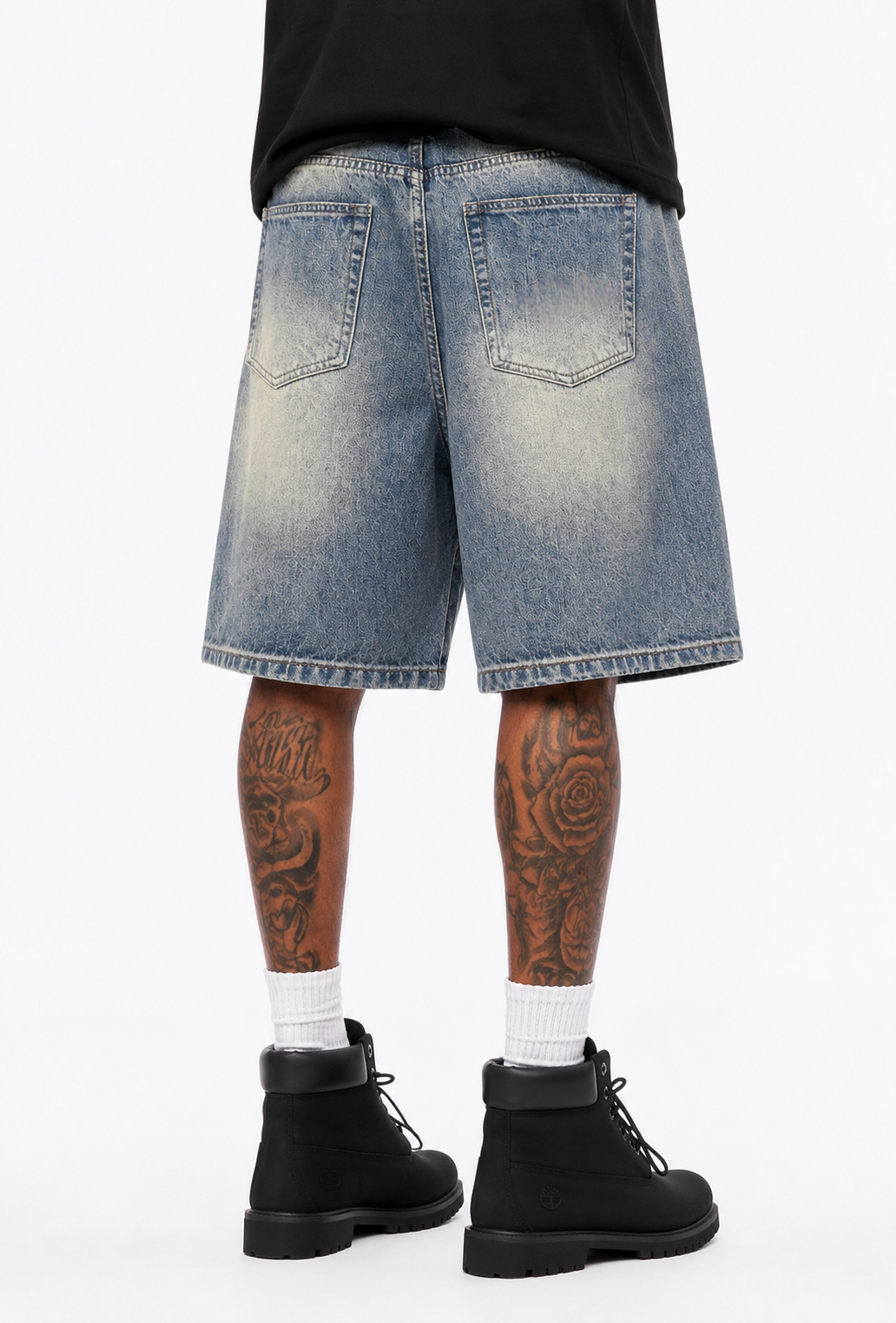 Faded Distressed Baggy Denim Shorts